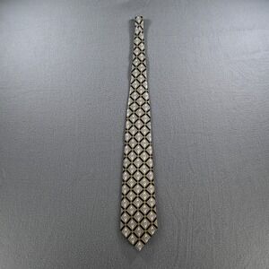 Countess Mara Mens Masterpiece Geometric Medallion Silk Tie OS Black Silver